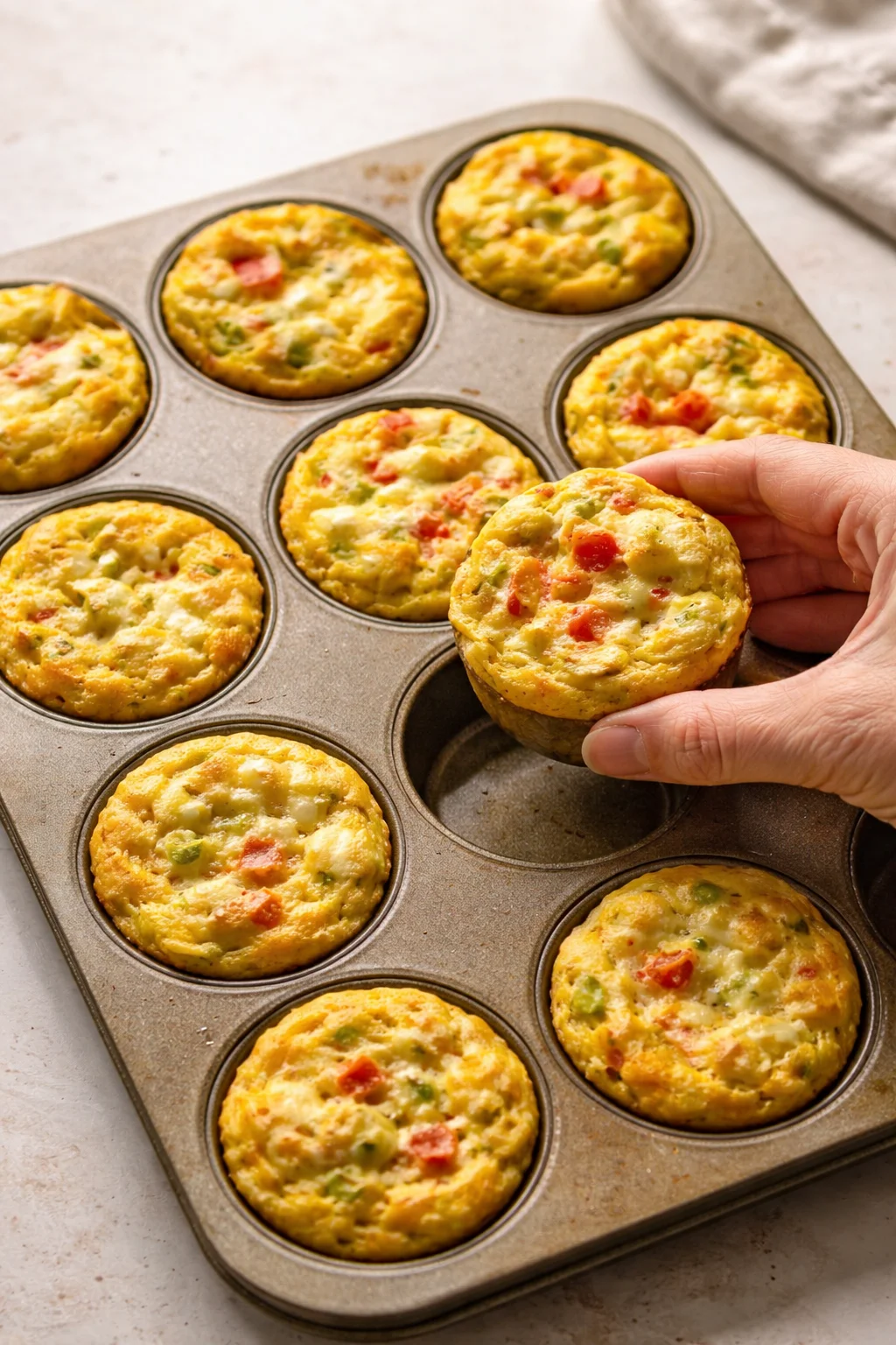 Delicious breakfast egg muffins baked and served on a plate