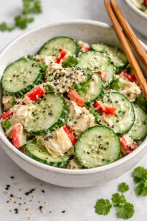 California Roll Cucumber Salad with fresh ingredients and vibrant colors