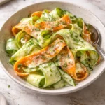 Colorful Carrot & Cucumber Ribbon Salad with fresh ingredients