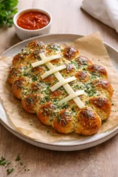 Cheesy stuffed garlic bread rolls with melted cheese and garlic butter
