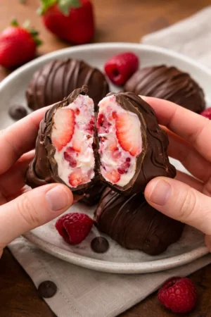 Chocolate Strawberry Yogurt Clusters for a delicious healthy snack