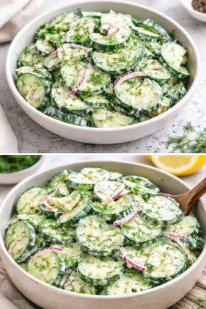 Fresh Cucumber Dill Salad with vibrant greens and a creamy dressing