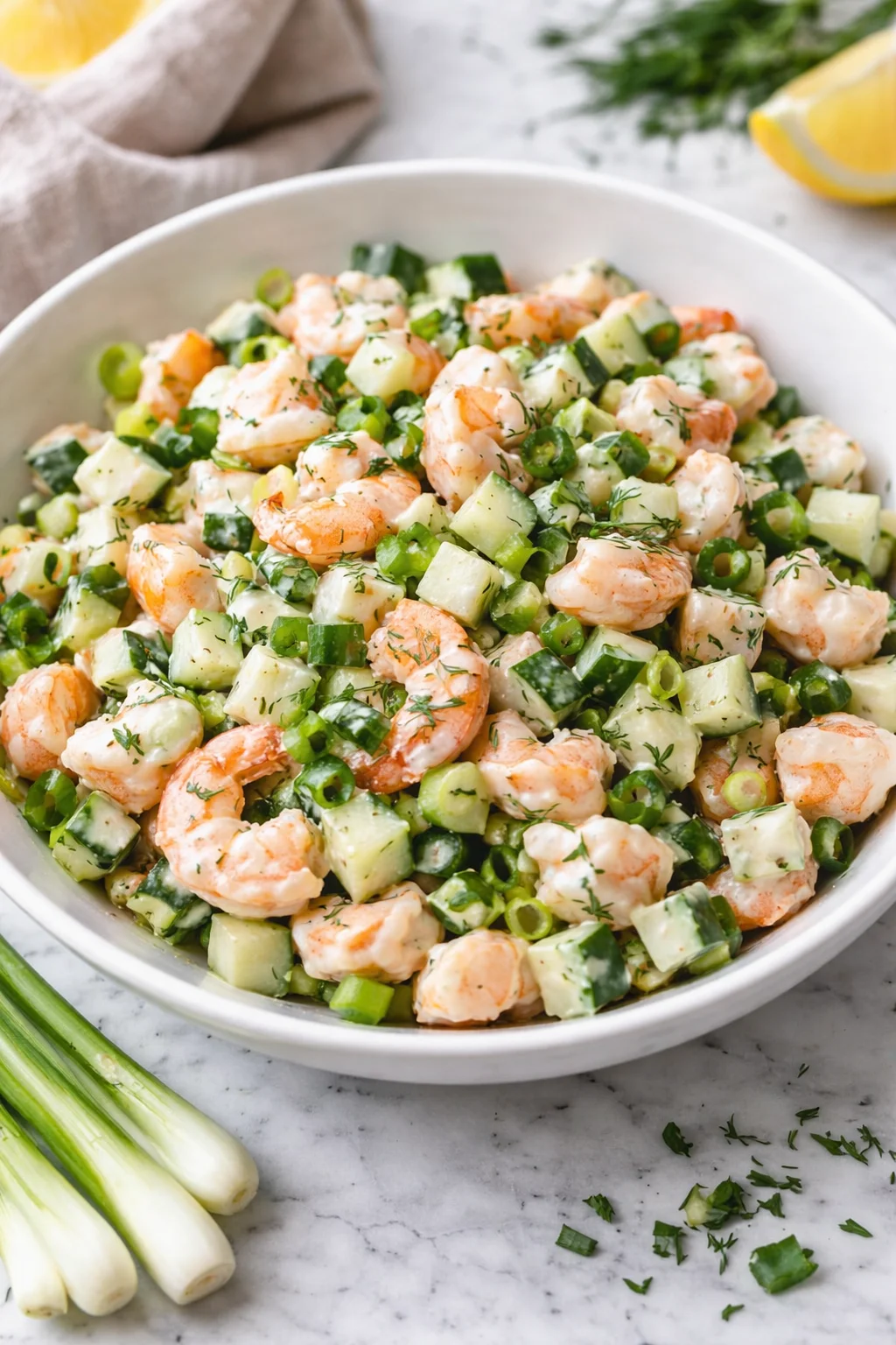 Delicious Cucumber Shrimp Salad with fresh ingredients and vibrant colors.