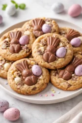 Delicious Easter Chocolate Cookies decorated with colorful sprinkles.