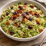 Delicious easy shaved Brussels sprout salad with vibrant toppings