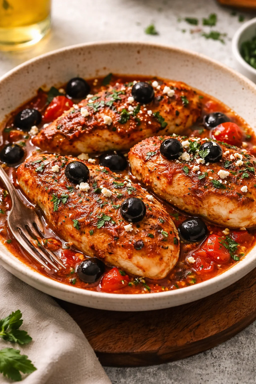 Delicious Mediterranean chicken dish served with fresh herbs and vegetables