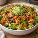 Colorful Santa Fe Salad with fresh vegetables and zesty dressing