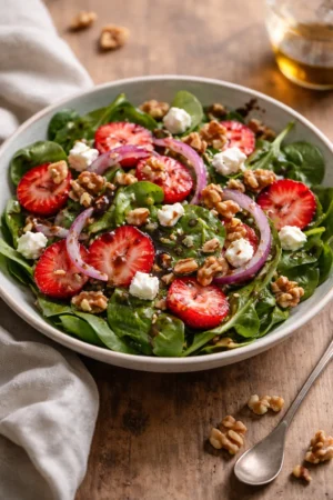 Fresh spring mix salad drizzled with balsamic honey dressing