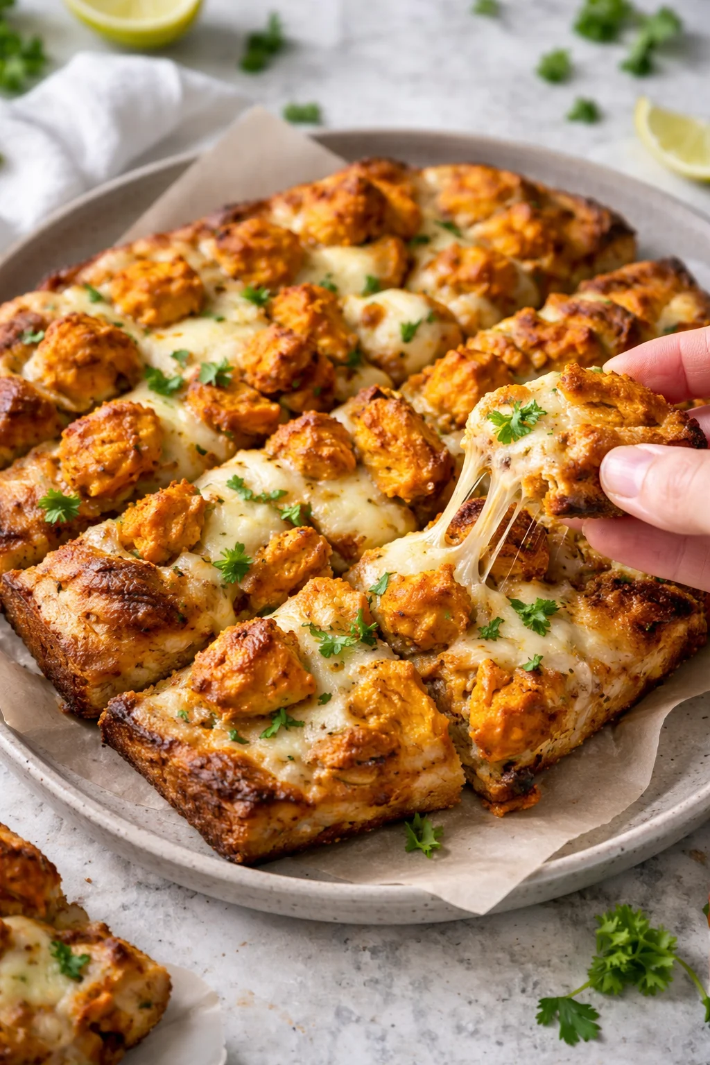 Tandoori Chicken Garlic Bread with vibrant spices and fresh herbs