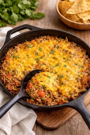 Delicious Texas Hash dish made of beef, potatoes, and spices served in a bowl.