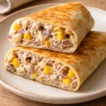 Delicious Tuna Melt Wrap filled with tuna and melted cheese wrapped in a tortilla