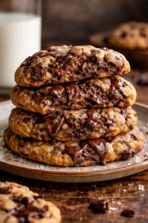 Plate of ultimate chocolate chip cookies fresh out of the oven