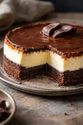 Delicious cheesecake brownies with creamy topping and chocolatey base.