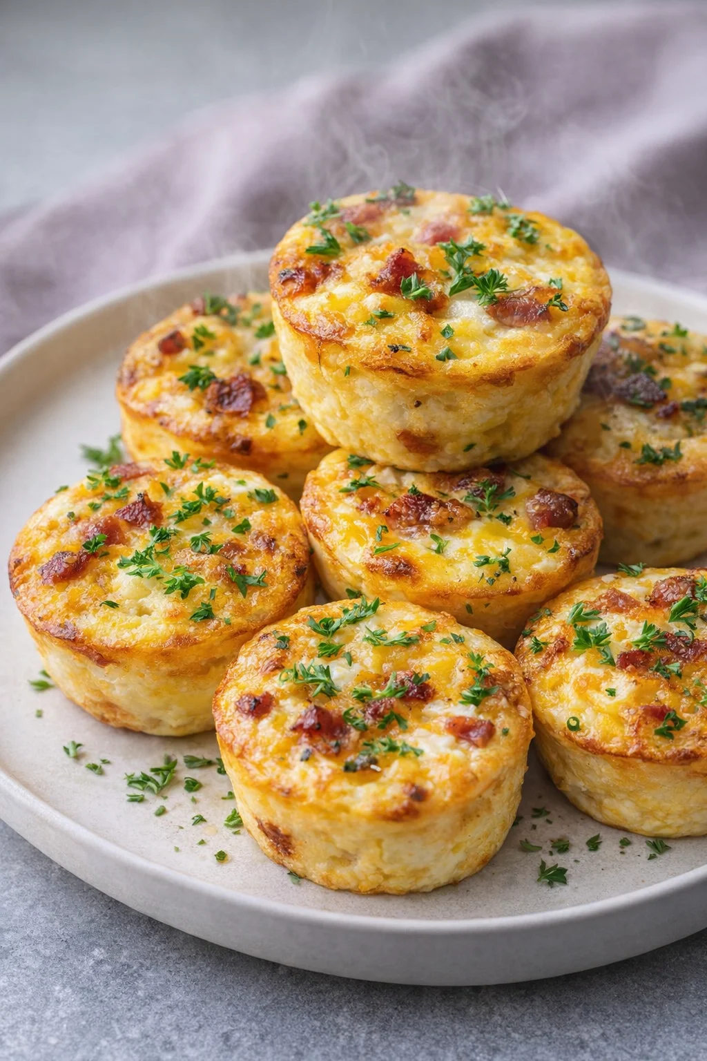 Cheesy Muffin Tin Cottage Cheese Egg Bites fresh out of the oven