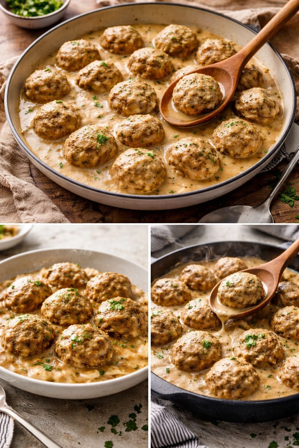 Plate of classic Swedish meatballs served with creamy gravy