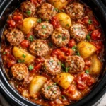 Delicious crockpot sausage casserole prepared with fresh ingredients