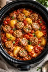 Delicious crockpot sausage casserole prepared with fresh ingredients