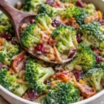 Crunchy Broccoli Salad with Bacon, featuring fresh ingredients and a savory dressing