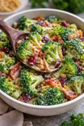 Crunchy Broccoli Salad with Bacon, featuring fresh ingredients and a savory dressing