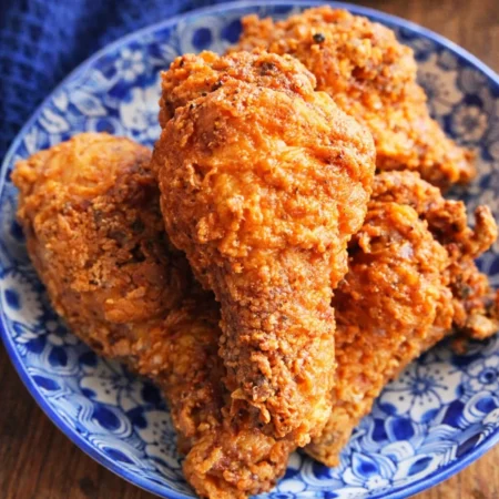 Delicious crispy chicken cutlets served with sauce on a plate.