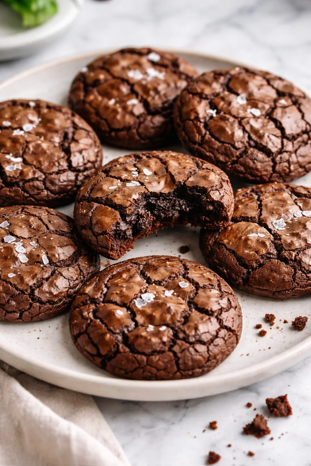 Gourmet brownie cookies on a plate with chocolate chunks