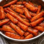 Deliciously glazed honey roasted carrots served as a flavorful side dish