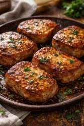 Juicy melt-in-your-mouth pork chops served with herbs and spices