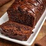 Freshly baked quick bread served on a wooden board with butter.
