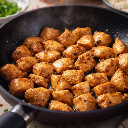 Delicious garlic chicken with a rich butter and garlic sauce served on a plate.