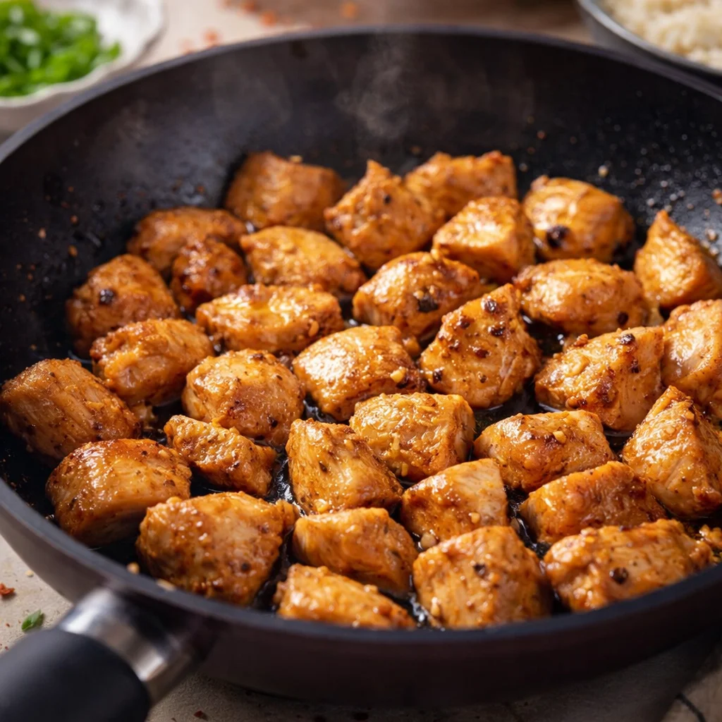 Delicious garlic chicken with a rich butter and garlic sauce served on a plate.