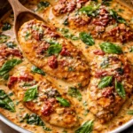 Delicious plate of 25-Minute One-Pan Marry Me Chicken served with herbs.