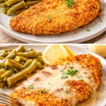 Perfectly air fried crispy chicken breast with golden brown crust