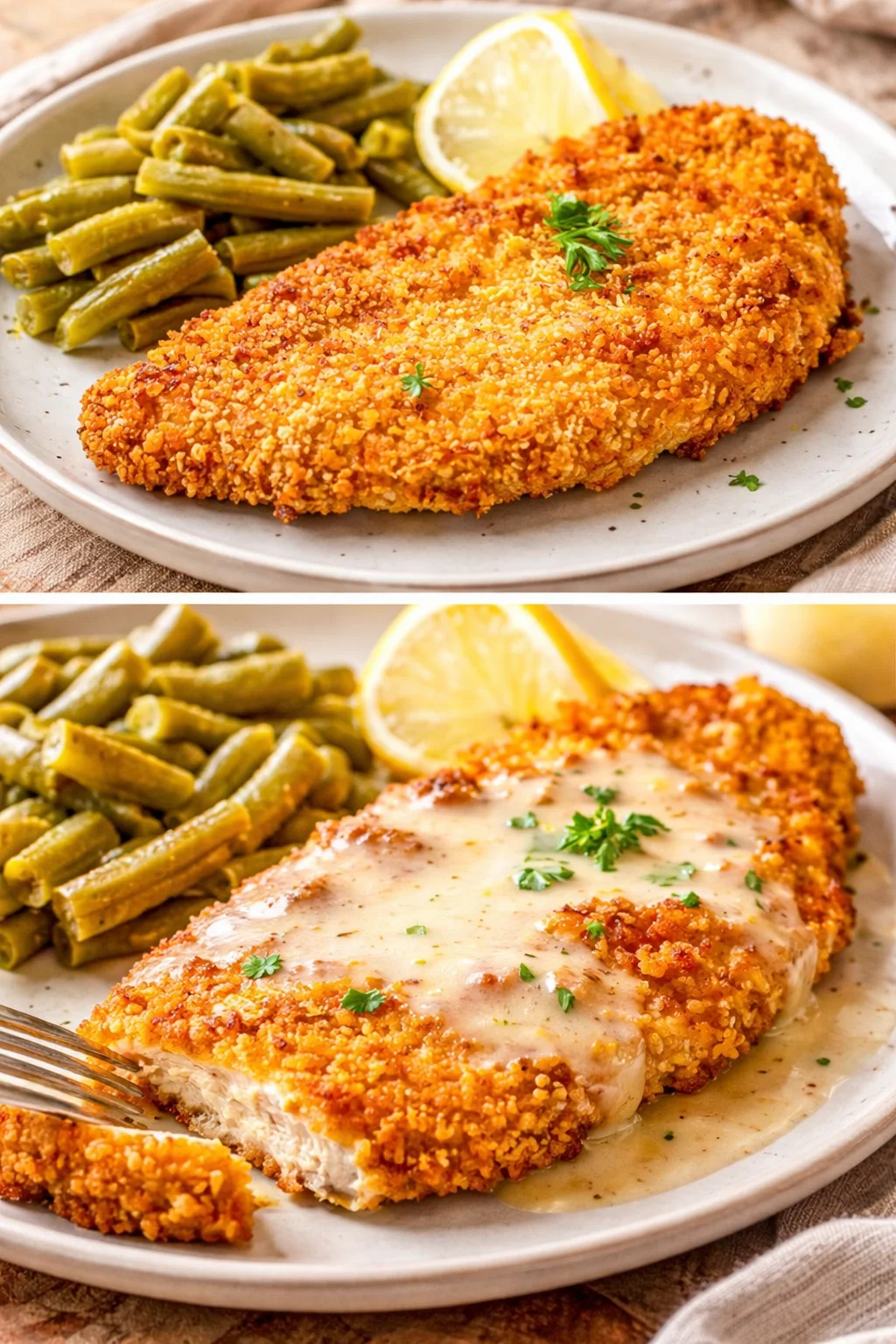 Perfectly air fried crispy chicken breast with golden brown crust