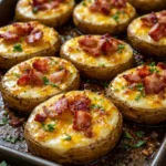 Delicious baked potato slices topped with melted cheese and herbs