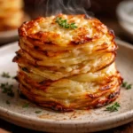 Delicious cheesy potato stacks baked to perfection with layers of melted cheese.