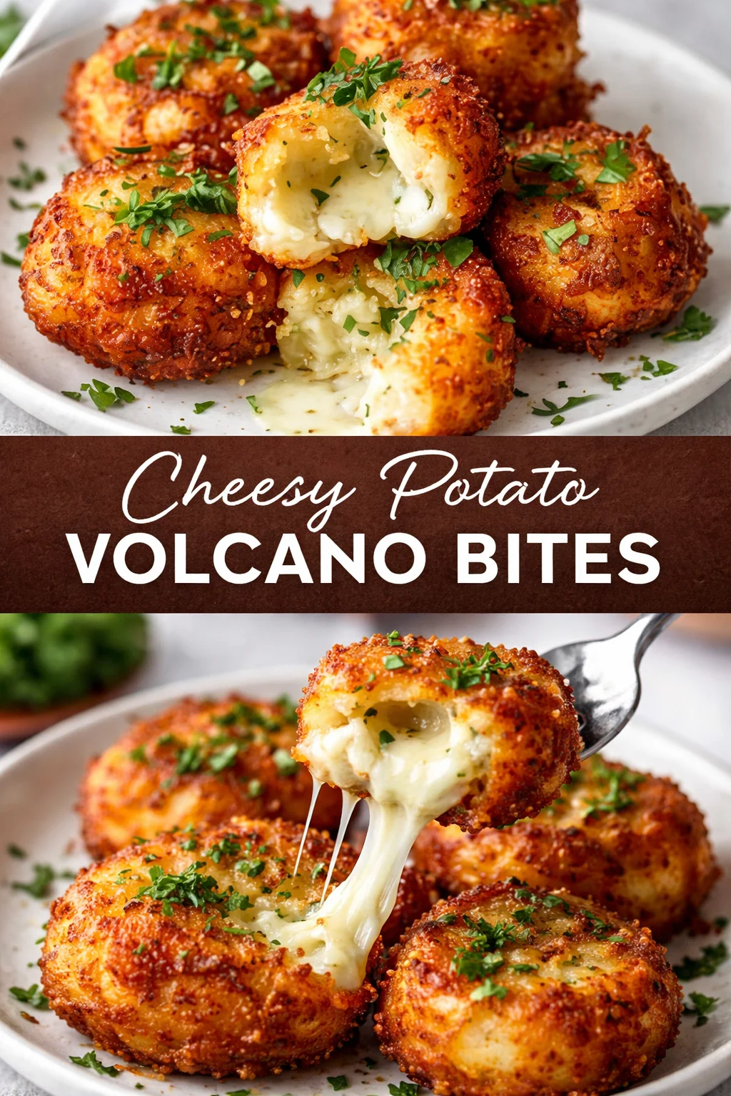 Cheesy potato volcano bites served as a delicious appetizer