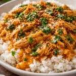 Delicious bowl of Crockpot Cajun Butter Chicken garnished with herbs