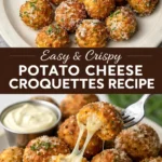 Delicious crispy potato cheese croquettes on a plate