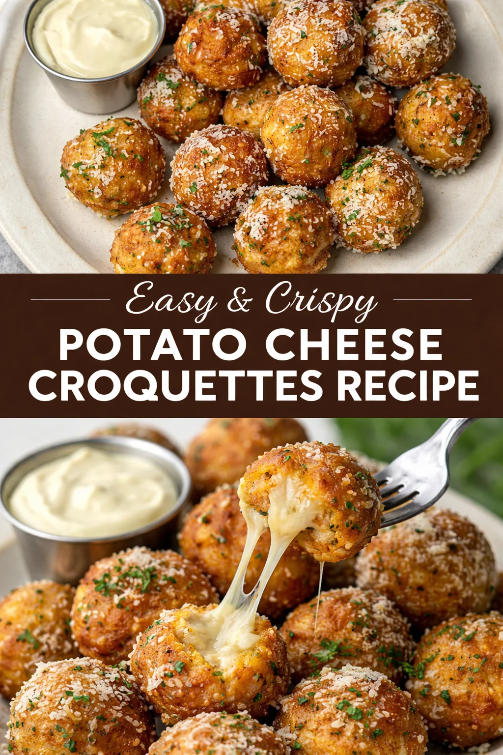 Delicious crispy potato cheese croquettes on a plate