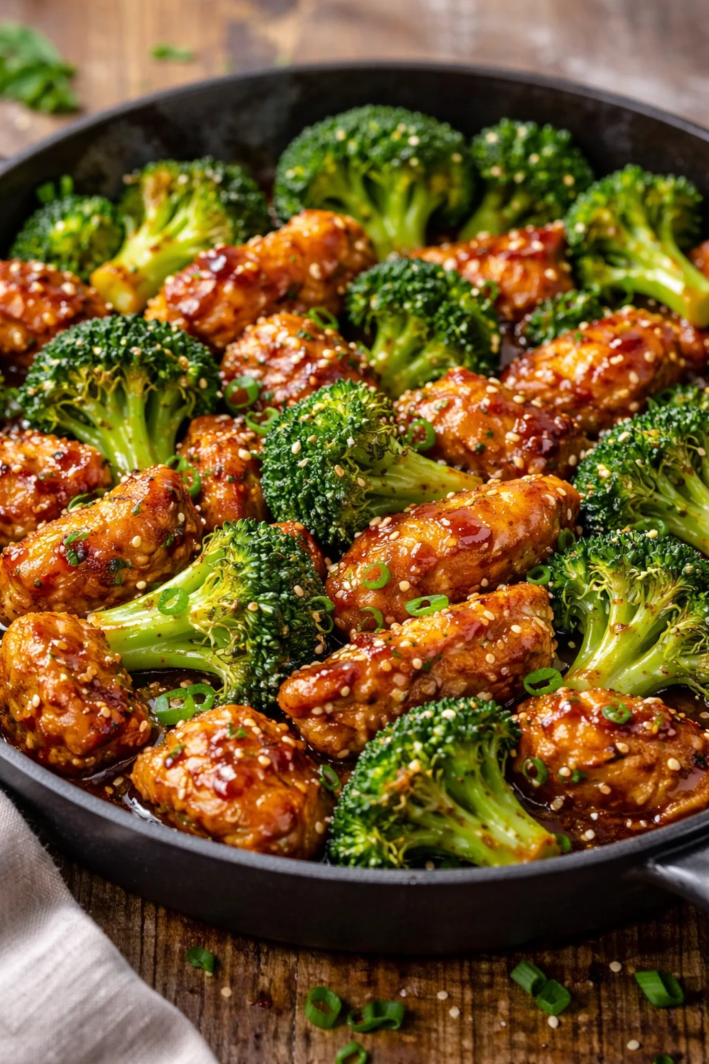 Honey Garlic Chicken served with steamed broccoli on a plate