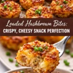 Crispy loaded hashbrown bites topped with cheese, perfect snack idea