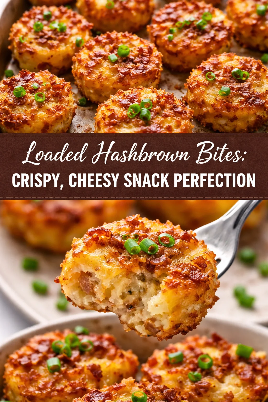 Crispy loaded hashbrown bites topped with cheese, perfect snack idea