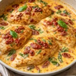 Delicious Marry Me Chicken in sun-dried tomato cream sauce
