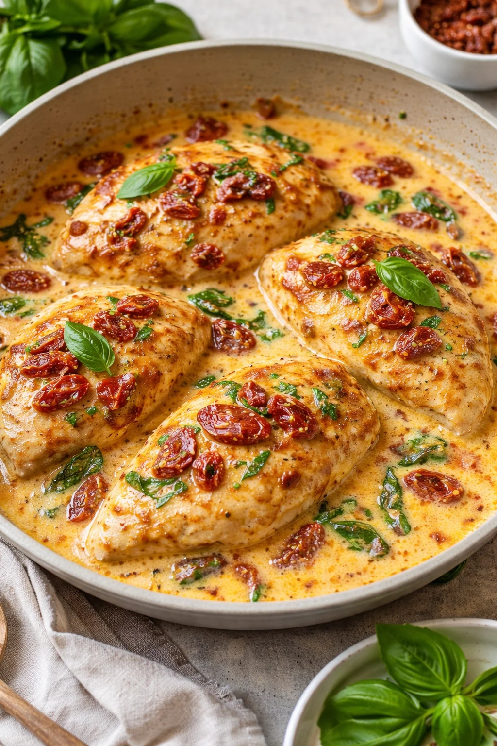 Delicious Marry Me Chicken in sun-dried tomato cream sauce