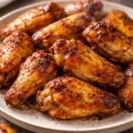 Crispy air fryer chicken wings served with dipping sauce