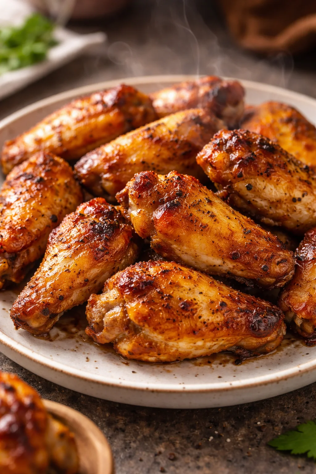 Crispy air fryer chicken wings served with dipping sauce