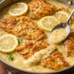 Delicious creamy Chicken Francese served with lemon sauce and parsley