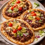 Smash burger tacos recipe with special sauce garnished on a plate